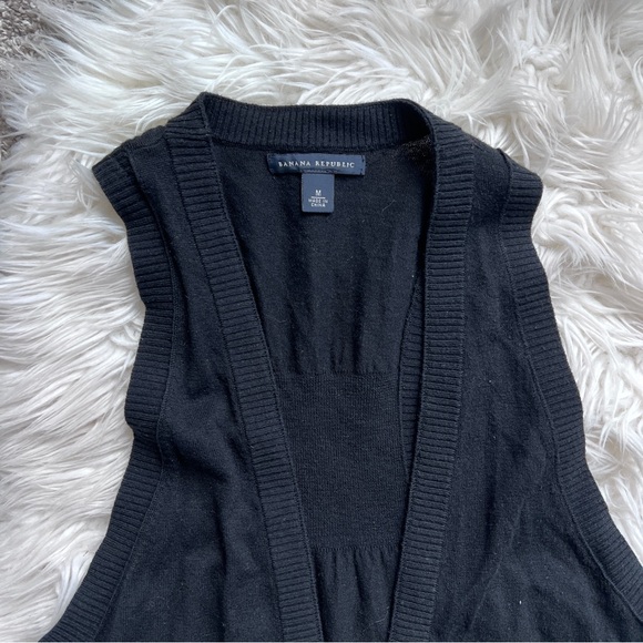 Banana Republic Black Sweater Vest Cardigan Zip Front Size M - Picture 3 of 4